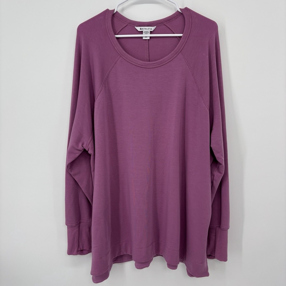 Athleta Pink Long-sleeve Crewneck Sweatshirt Women's 2X Soft‎ Loungewear